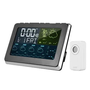 Tuya WiFi Weather Station Wireless Temperature Humidity Sensor Thermometer Humidity Meter Remote Control Digital Alarm Clock