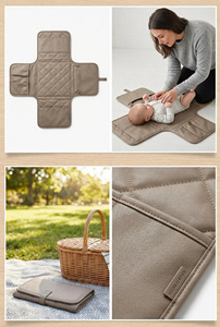 Tapis à <span class=keywords><strong>langer</strong></span> matelassé en PU personnalisé par le fabricant, imperméable, facile à nettoyer, <span class=keywords><strong>pliable</strong></span>, pour sac à couches - Product Image 2