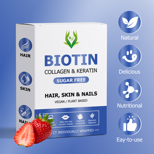 ผงไบโอติน+คอลลาเจน OEM/ODM ช่วยบำรุงผมและเล็บให้แข็งแรง เพิ่มความยืดหยุ่นและความชุ่มชื้นของผิว ประกอบด้วยโฟเลต - Product Image 3