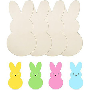 Decoraciones de Pascua en stock, chips de madera para pintar para niños, letreros de madera con forma de conejo, manualidades decorativas de madera. - Product Image 2