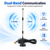 Antenne WiFi magnétique Lanyi 2,4 GHz 5 GHz RP-SMA mâle externe double bande avec indice de protection IP67, gain 2-12 dBi pour routeur et adaptateur sans fil