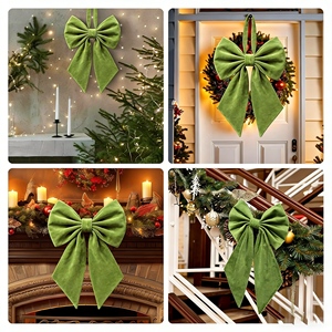 Large Christmas Bow Ornament Velvet Giant Wreath Bows <b>Xmas</b> Tree Topper Hanging Bows for Christmas Home Wall <b>Outdoor</b> - Product Image 3