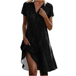 <span class=keywords><strong>Vestido</strong></span> elegante de verano con temperamento para mujer, informal, holgado, con cuello en V, manga corta, estampado, camisa de <span class=keywords><strong>lunares</strong></span>, <span class=keywords><strong>vestido</strong></span> con botones de encaje Y2K - Product Image 4