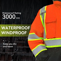 Veste de sécurité réfléchissante SMASYS Hi Vis 300D Oxford avec revêtement PU, doublure en polaire chaude, rembourrée, à capuche, vêtements de travail pour la construction, tailles S-3XL