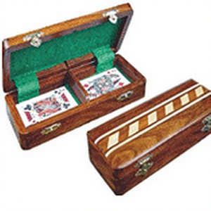 Caja de Cartón Ligera de Madera Maciza Hecha a Mano Lowellcraft, Ecológica, de Alta Calidad, con Diseño de Tablero de Ajedrez Incrustado e Interior de Fieltro Verde - Product Image 1
