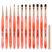 Pinceaux à ongles en nylon personnalisés de qualité supérieure avec logo, poils anti-chute, outils de manucure pour salon de beauté