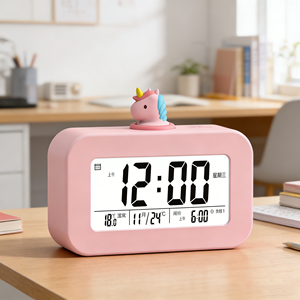 Réveil numérique LCD <span class=keywords><strong>Licorne</strong></span> de dessin animé avec design mignon pour la décoration de bureau, maison, cuisine, usage familial, étudiant, enfant - Product Image 5