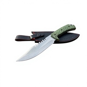 Cuchillo Bowie Hecho a Mano con Hoja de Acero D2, Mango de Madera y Funda de Cuero, Cuchillo para Exteriores - Product Image 1
