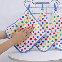 Paño de Cocina Colgante con Diseño de Puntos Coloridos y Borde de Lazo, Paño de Limpieza para el Hogar, Restaurantes, Hoteles, Suministro al por Mayor