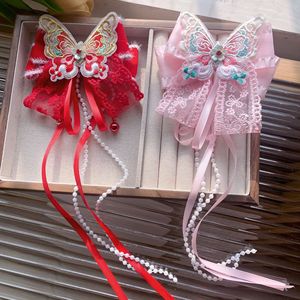 Fermagli per Capelli Lolita con Fiocco per Ragazze, Accessorio per Capelli con Nappa e Perle, Fermaglio Tradizionale Intrecciato con Perle per Hanfu - Product Image 1