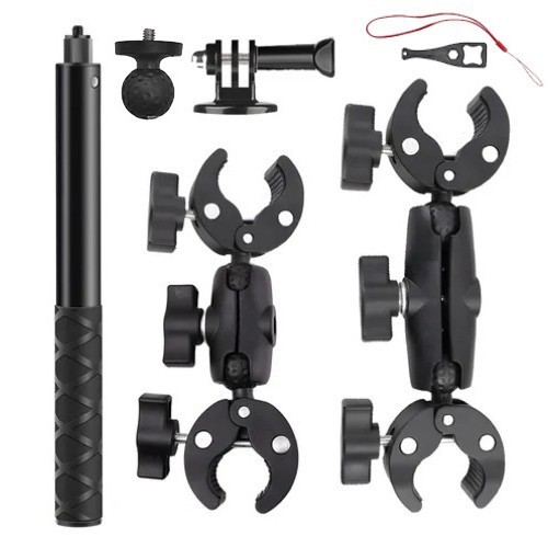 Aluminum Alloy Super Crab Clamps Cycling Quick Release Bracket 150cm Selfie Stick Handlebar Fixed Mount for Insta360 Motorcycle