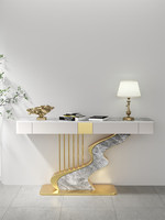 Table d'entrée en dalle de pierre, style luxe léger, moderne, créatif, élégant, minimaliste, pièce d'art murale, table d'appoint semi-circulaire pour hall d'entrée