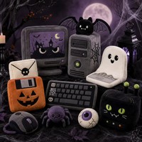 Coussin en peluche personnalisé Halloween Dark Tech Set, jouets en peluche fantômes, ordinateur portable, citrouille, disquette, araignée, chauve-souris, effrayants