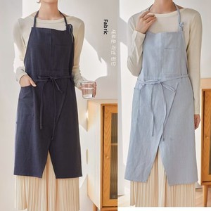 <span class=keywords><strong>Tablier</strong></span> sans manches en <span class=keywords><strong>lin</strong></span> anti-taches, style <span class=keywords><strong>japonais</strong></span> et coréen, ajustable au cou, pour hommes et femmes, idéal pour les cafés, salons de thé, et le travail floral. - Product Image 5