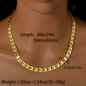 Collar de Cadena de Eslabones de Latón Chapado en Oro de 18K, 750, Estilo Italiano de Lujo, Moderno, Unisex, para Aniversario - Product Image 6