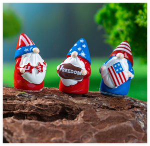 Thu Cổ Tích Vườn USA Tự Do Quốc Gia Cờ Gnome Hình Mini Nhựa Giáng Sinh Trang Trí Santa Claus Snowman Nhà Kid Đồ Chơi - Product Image 3