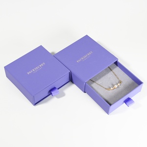 Custom Logo Sliding Drawer Jewelry Packaging <b>Box</b> Purple Cardboard Necklace <b>Gift</b> <b>Box</b> Premium Slide Out Jewelry <b>Box</b> - Product Image 1