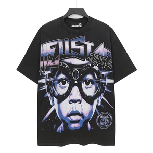 Camiseta Personalizada Hell Retro Star para Hombre, 250g, Algodón, Estilo Hip Hop, Hombros Anchos, Corte Holgado, Moda de Los Ángeles, Impresión DTG - Product Image 2