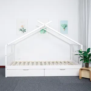 木製モンテッソーリ子供用ベッド収納引き出し付きハウスベッドデザイン