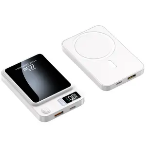 2024 Ultra Slim 5000MAhแม่เหล็กไร้สาย 15W Fastชาร์จPower Bank PD22.5W Quickชาร์จLEDจอแสดงผลดิจิตอล
