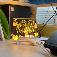 Veilleuse LED blanche chaude à brancher, tableau de messages USB, support moderne en acrylique, tableau de notes créatif effaçable pour enfants