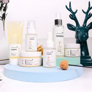 Ensemble de soins de la peau Koreanos Traitement de l'acné sans silicone Kit de soins de la peau à la vitamine C végétalien éclaircissant et biologique Ensemble de soins de la peau au curcuma