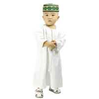 Tenue islamique traditionnelle musulmane de Dubaï : robe à col rond en cachemire pour garçons de 1 à 6 ans