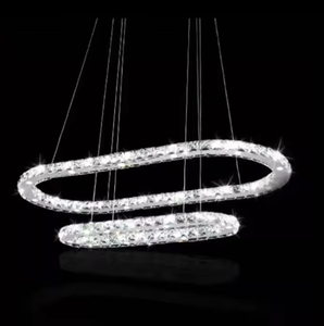 Zèle éclairage moderne LED cristal suspension lustre en cuir design ceinture suspension pour chambre salon - Product Image 2