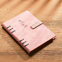 Carnet à feuilles mobiles en cuir PU personnalisé avec logo, format A5 B5, pages intérieures remplaçables, cadeau d'entreprise personnalisé pour le bureau