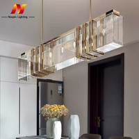 Lustre rectangulaire moderne en cristal doré de haute qualité personnalisé pour salle à manger, maison, cuisine, luminaire suspendu