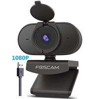 Foscam-Webcam USB HD1080p/2K 30fps con cubierta de privacidad, micrófono, altavoz, Webcam para ordenador portátil