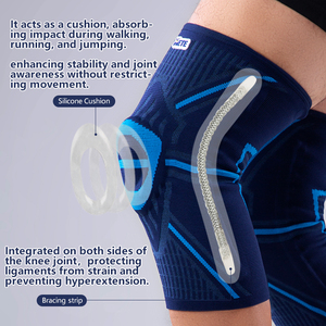 Soporte de Rodilla con Anillo de Silicona para la Rótula, Protección Profesional, Ligero, Antideslizante, con Resortes Flexibles para Correr - Product Image 3