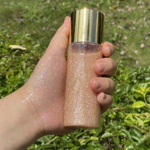 MLM Custom Color Scent 50ml Body Oil Cylinder Bottle Gold Cap Shimmer Glow Hydrating Vegan body highlighter body glow oil - Product Image 3