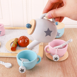 Premium <strong>Wooden</strong> Pretend Play <strong>Tea</strong> <strong>Set</strong> for Kids with Teapot Cups Saucers and Tray Ideal for Boys Girls <strong>Tea</strong> Party Role Play - Product Image 4