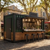 Kiosque alimentaire en conteneur de style européen de 20 pieds, restaurant préfabriqué en conteneur, bar mobile rustique pour quartiers historiques