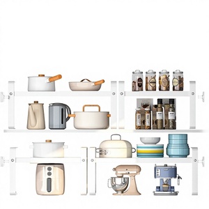 Étagère <span class=keywords><strong>de</strong></span> cuisine <span class=keywords><strong>extensible</strong></span> en métal YOTO, multi-niveaux, finition noir/blanc, pour bouteilles d'assaisonnement, vaisselle, <span class=keywords><strong>rangement</strong></span> dans l'armoire - Product Image 3