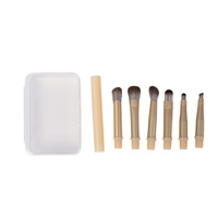 Mini Trousse de Voyage Transparente 6-en-1 – Ensemble de Pinceaux de Maquillage en Fibres Synthétiques avec Manche en Plastique pour Crayon à Sourcils et Mascara – Marque Privée