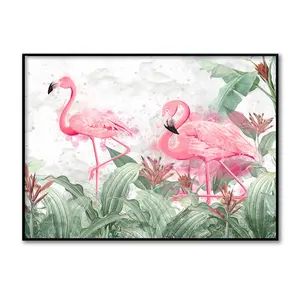 custom canvas wall art spring view flamingo picture with frame for home decor