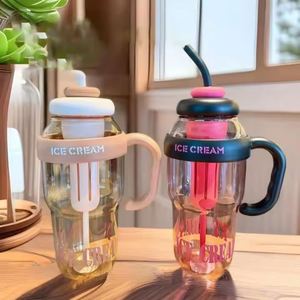 Bouteille à paille K247 grande capacité 1400 ml en plastique PP, anti-fuite, mignonne et portable, pour enfants, compatible lave-vaisselle et eau bouillante - Product Image 3