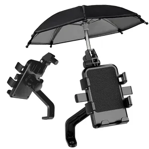 360可调防雨自行车摩托车手机支架带小伞