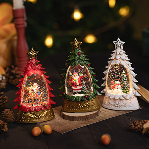 Mini Christmas <b>Tree</b> Snow Globe With <b>Led</b> <b>Lights</b> Battery Operated Indoor Decoration Resin Acrylic Craft Gift For Holiday - Product Image 3
