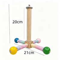 Vente Flash Interactive 360 °   Perchoir rotatif en bois pour perroquet avec jouet à mâcher en corde de coton pour petits et moyens oiseaux en cage