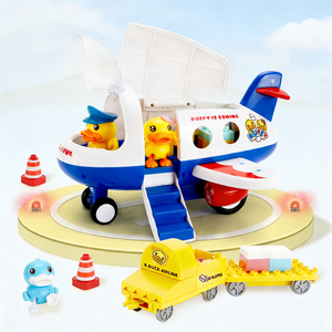 Modèle d'<span class=keywords><strong>avion</strong></span> transformable à friction pour enfants, blocs de construction, ensemble de jouets éducatifs en plastique à inertie à assembler soi-même pour enfants - Product Image 4