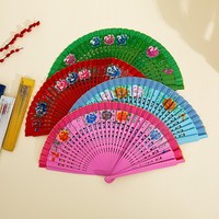 Kipas Tangan Lipat Kayu Cetak Bunga Buatan Tangan, Hadiah Promosi Kerajinan Kayu, Pertunjukan Tari Flamenco Gaya Spanyol