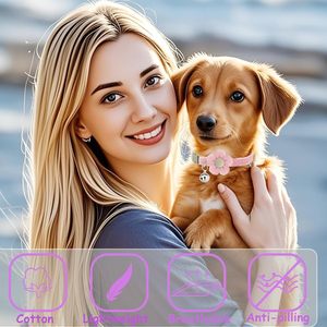 Collar Flor, Camada Cachorro, Collares XS Perros Pequeños con Campana para Niña Niño Pequeño Perro (Rosa) - Product Image 4