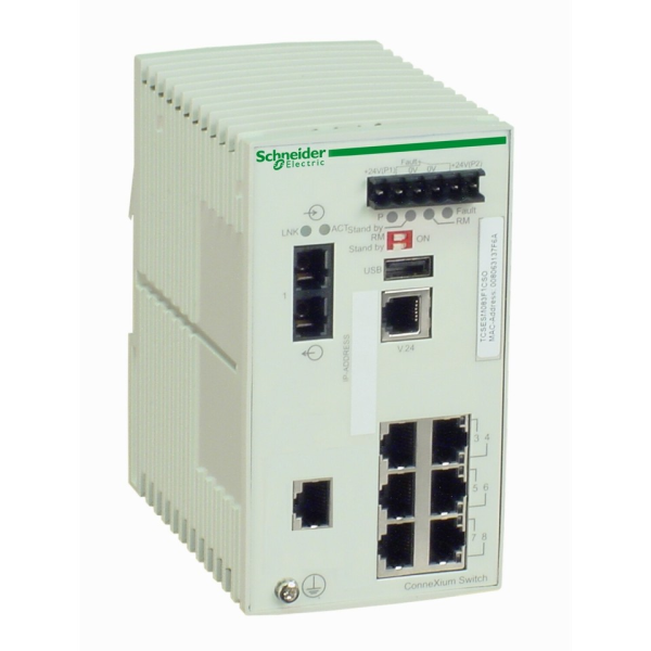 TCSESM083F1CS0 ConneXium Industrial Control Managed Switch 8 Ports Fiber Optic Single Mode Module PLC with RS485