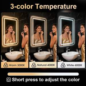 Miroir de maquillage lumineux intelligent à LED anti-buée Miroir de salle de bain transfrontalier à écran tactile de conception carrée simple pour baignoire et toilette - Product Image 4