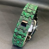 Reloj de Lujo a Prueba de Agua con Diseño de Cielo Estrellado, Estilo Hip Hop, con Diamantes Verdes y Esfera Árabe, para Hombre