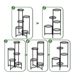 Modern Metal Flower Stand With Circular Design For Indoor Plants Home Decor Minimalist <b>Style</b> <b>Powder</b> Coated Finish - Product Image 2