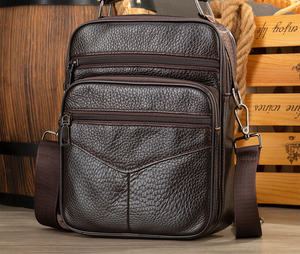 MAIMA Bolso Cruzado de Cuero Genuino para Hombre con Asa Superior, Bolso de Hombro Lateral de Cuero para Hombre, Bolso Mensajero de Cuero para Hombre - Product Image 1